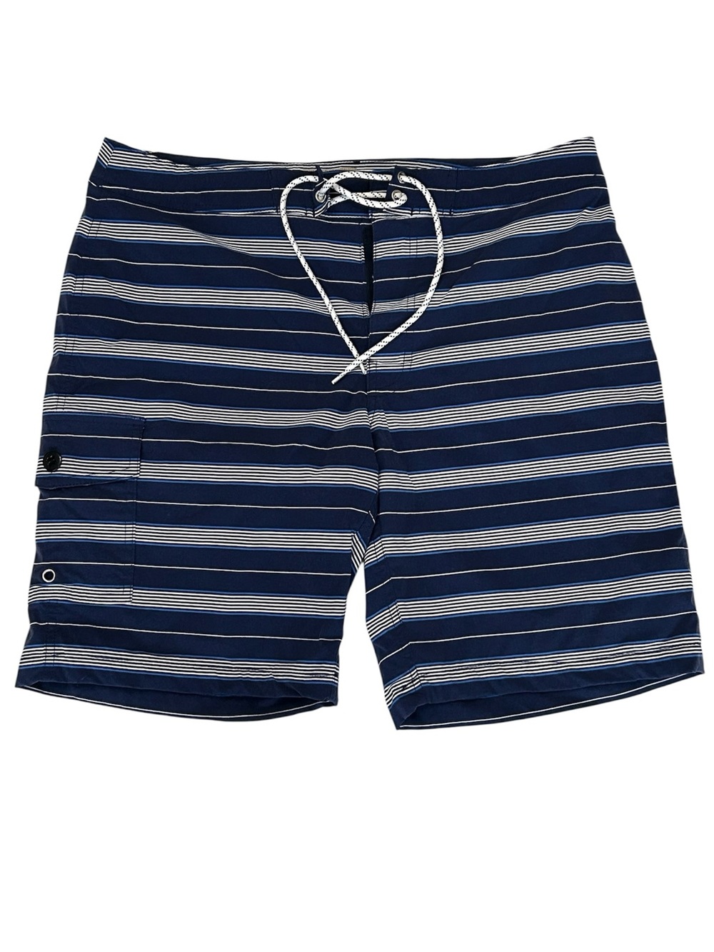 J CREW Original Swimwear Swim Trunks Mens Blue Stripe Pocket Key Loop Mens 32